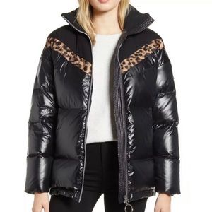 NVLT black and cheetah puffer jacket